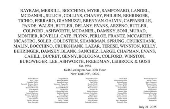 Heavyweight letterhead, with somewhat less ugly typefaces and many many partners.